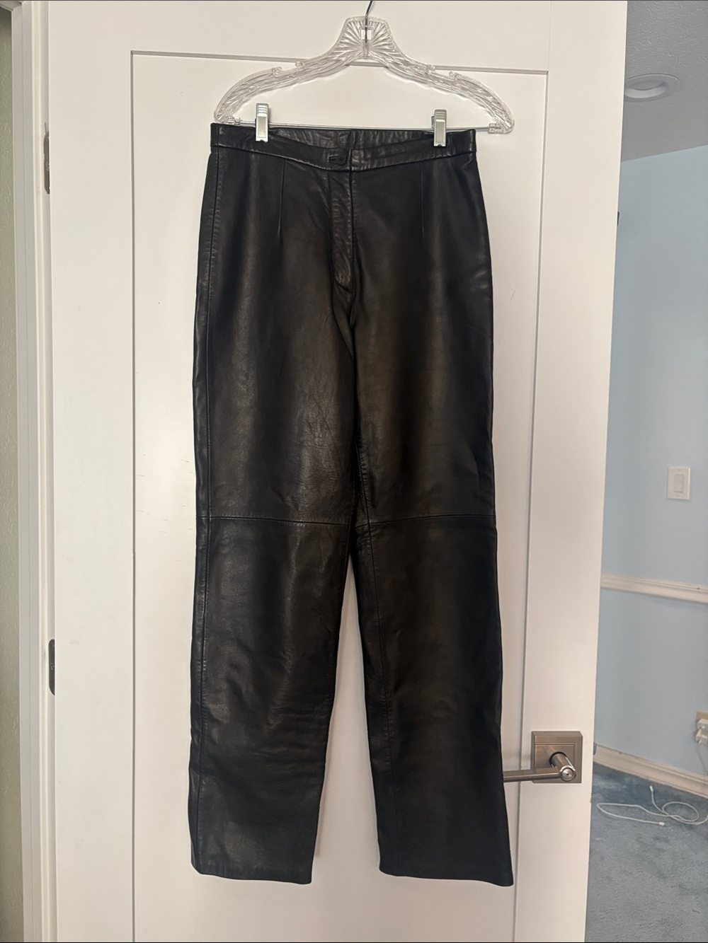 Women's Black SoftLeather Straight-Leg Pants Sz 8 - fully lined